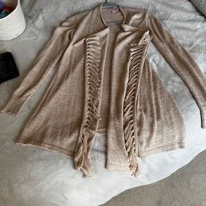 Lilly Pulitzer Tan Cardigan with Fringe